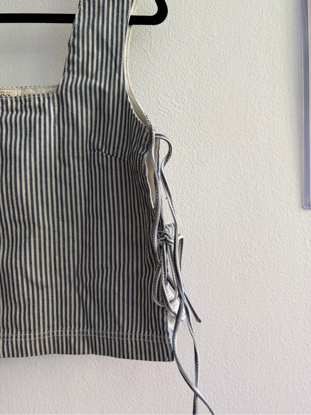 Blue And White Striped Square-Neck Tie-Side Crop Tank — image 2 of 3